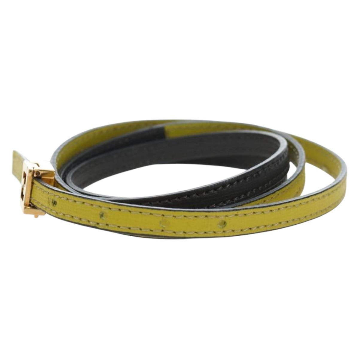 FENDI Bracelet Leather Gray Gold Auth 195915M