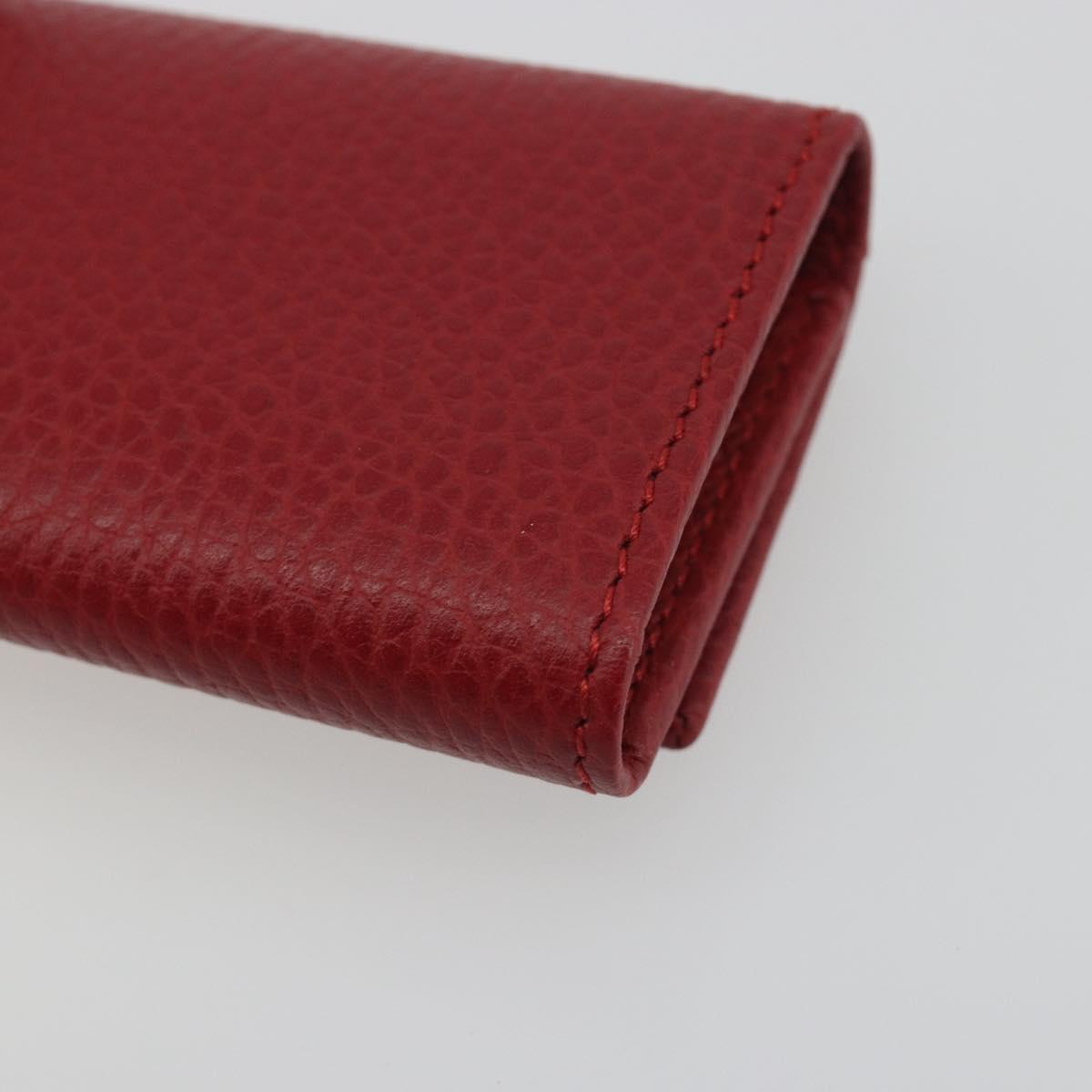 GUCCI GG Marmont Key Case Leather Red Gold 456118 Auth 195916M