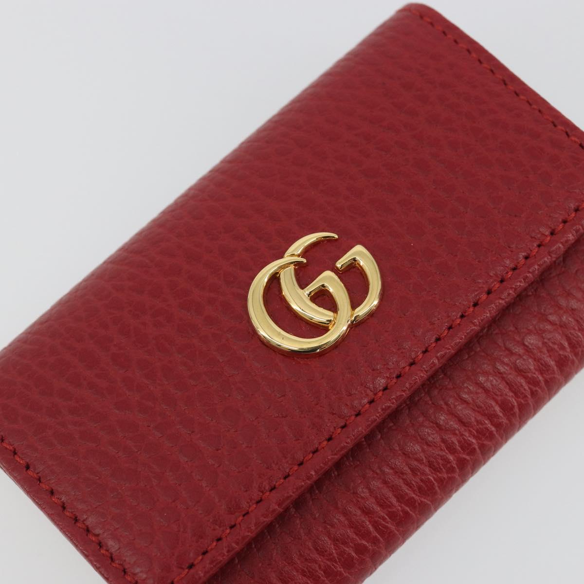 GUCCI GG Marmont Key Case Leather Red Gold 456118 Auth 195916M