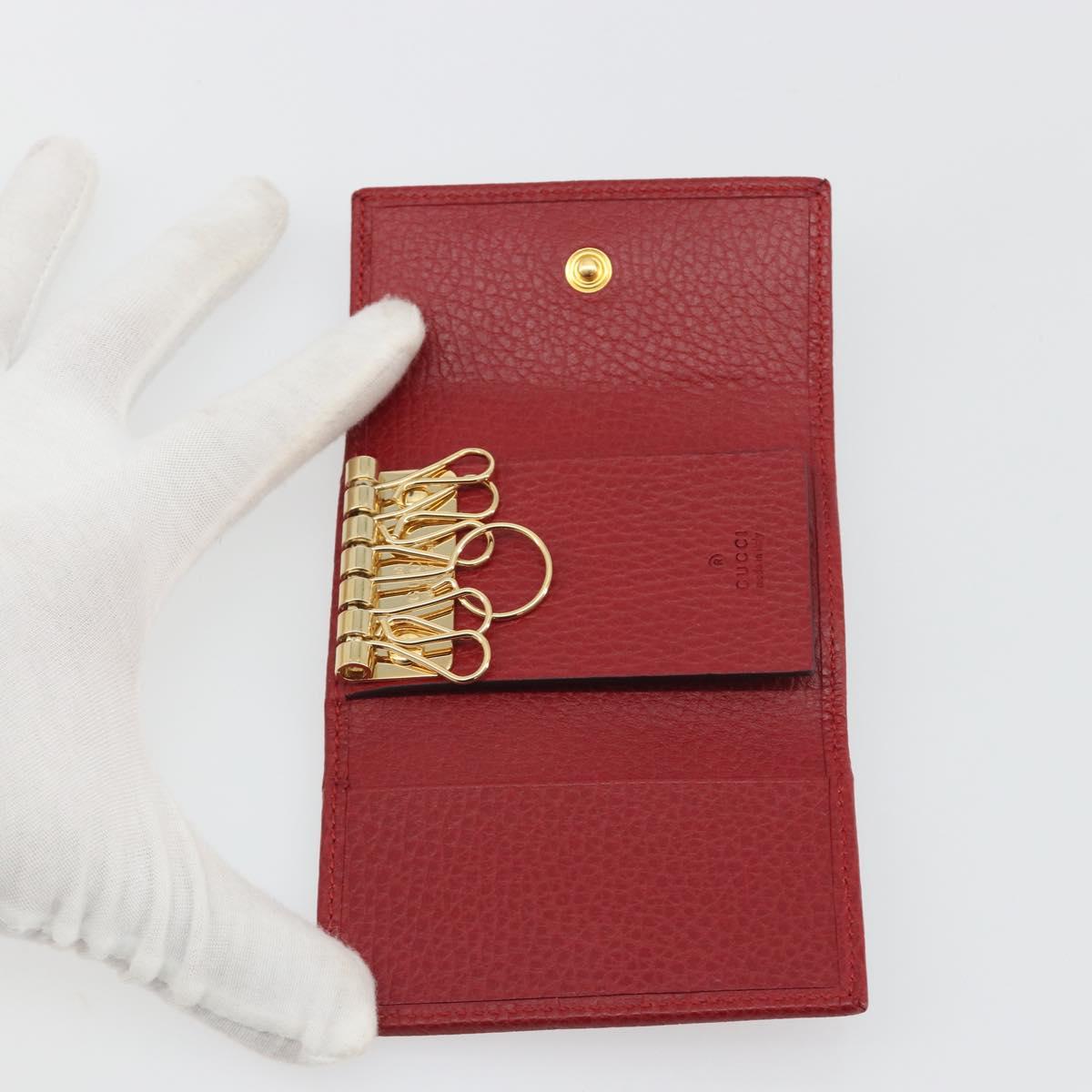 GUCCI GG Marmont Key Case Leather Red Gold 456118 Auth 195916M