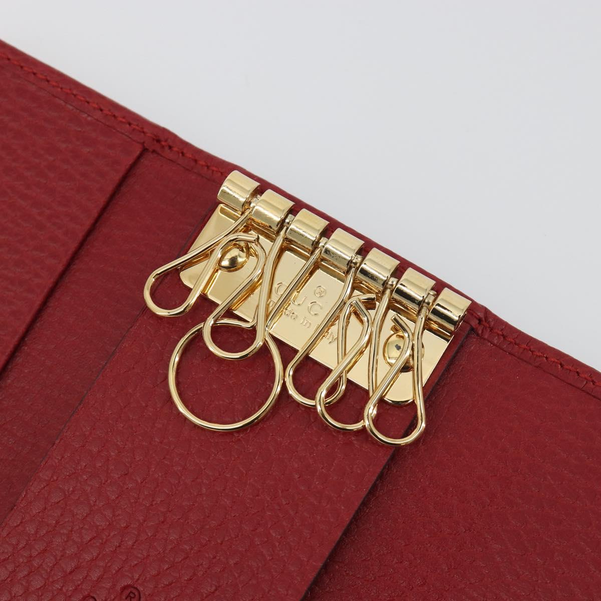 GUCCI GG Marmont Key Case Leather Red Gold 456118 Auth 195916M