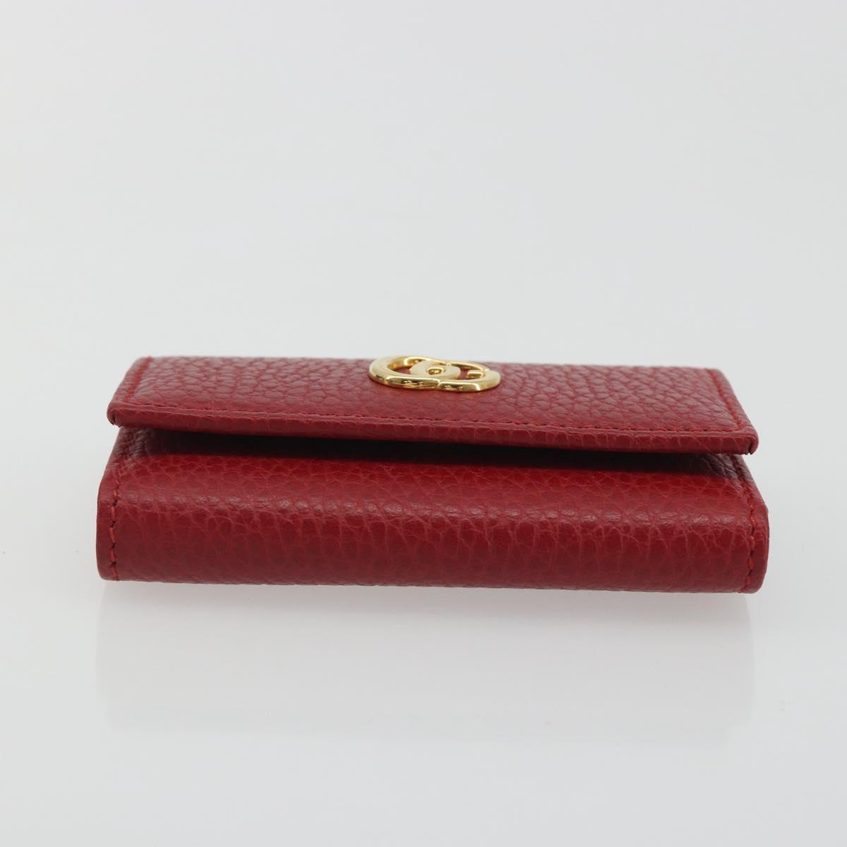 GUCCI GG Marmont Key Case Leather Red Gold 456118 Auth 195916M