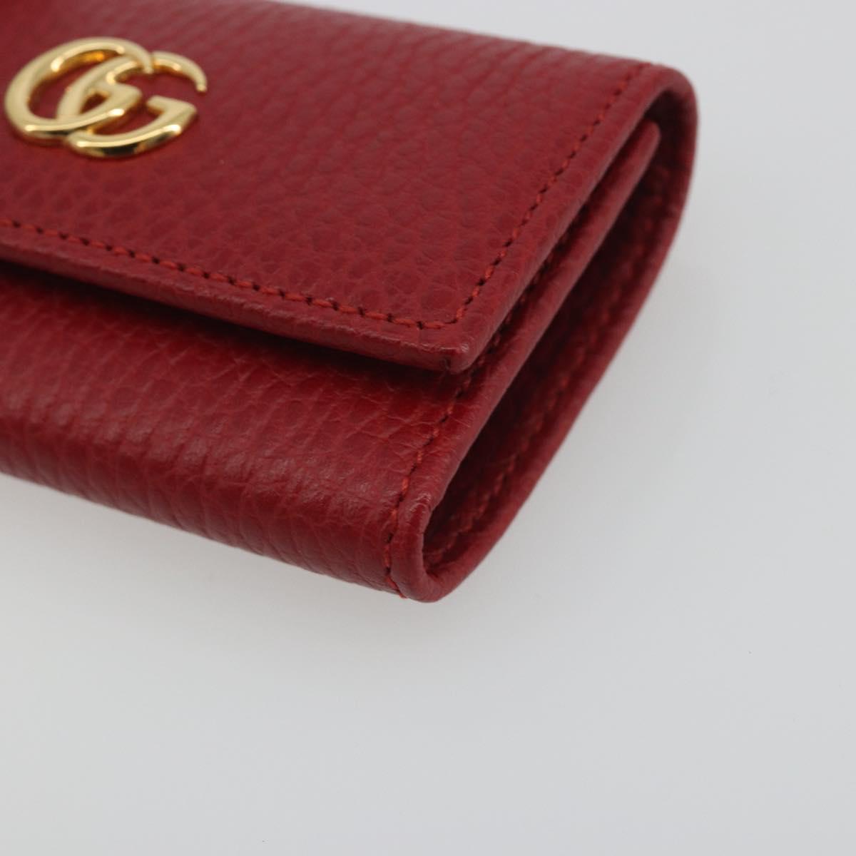 GUCCI GG Marmont Key Case Leather Red Gold 456118 Auth 195916M