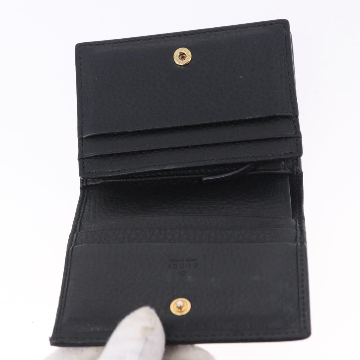 GUCCI GG Marmont Bifold Wallet Leather Black Gold 456126 Auth 195918A