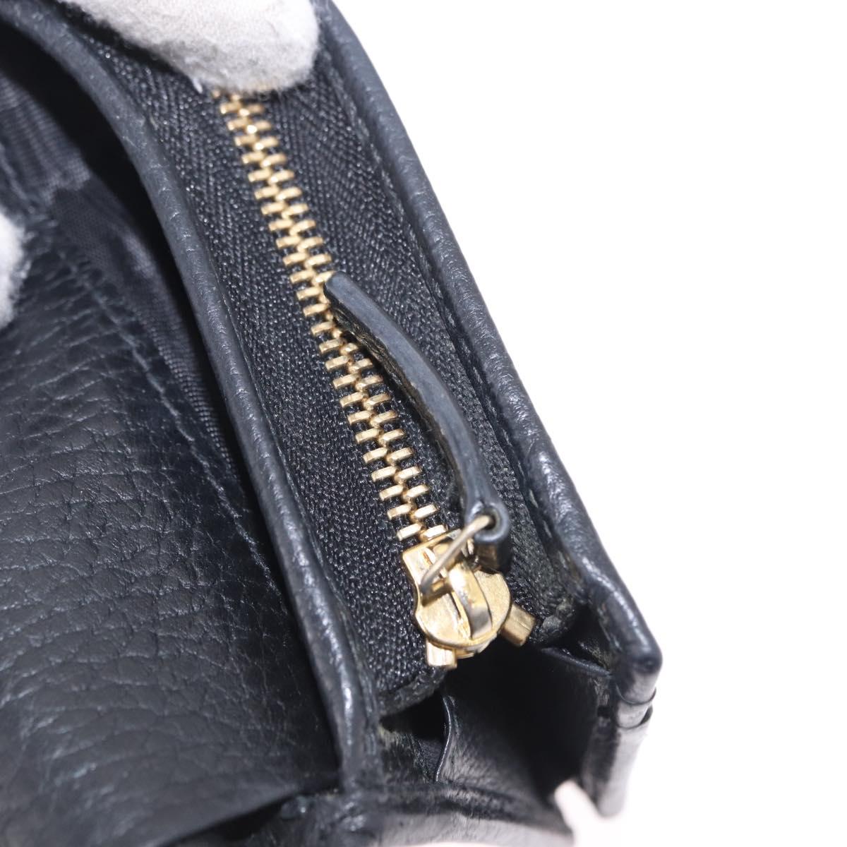 GUCCI GG Marmont Bifold Wallet Leather Black Gold 456126 Auth 195918A