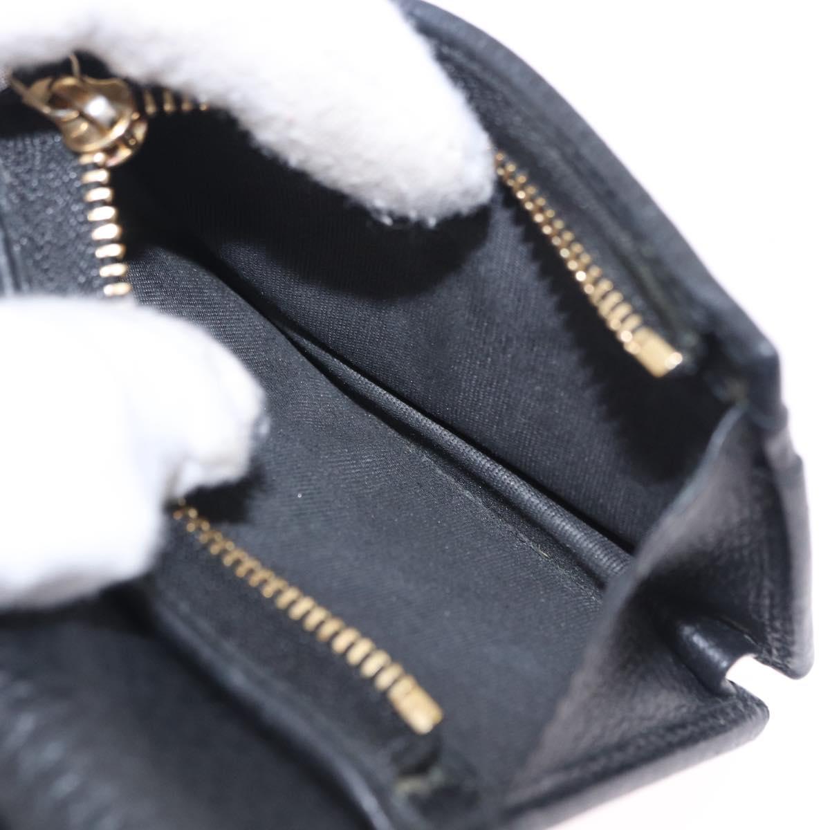 GUCCI GG Marmont Bifold Wallet Leather Black Gold 456126 Auth 195918A