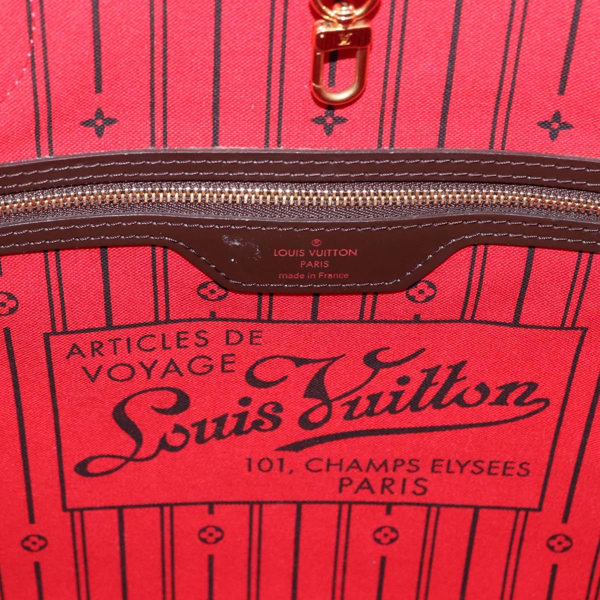 LOUIS VUITTON Damier Ebene Neverfull MM Tote Bag N51105 LV Auth 195924V