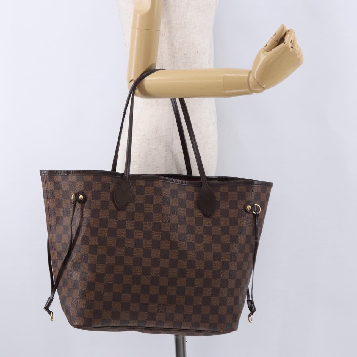 LOUIS VUITTON Damier Ebene Neverfull MM Tote Bag N51105 LV Auth 195924V