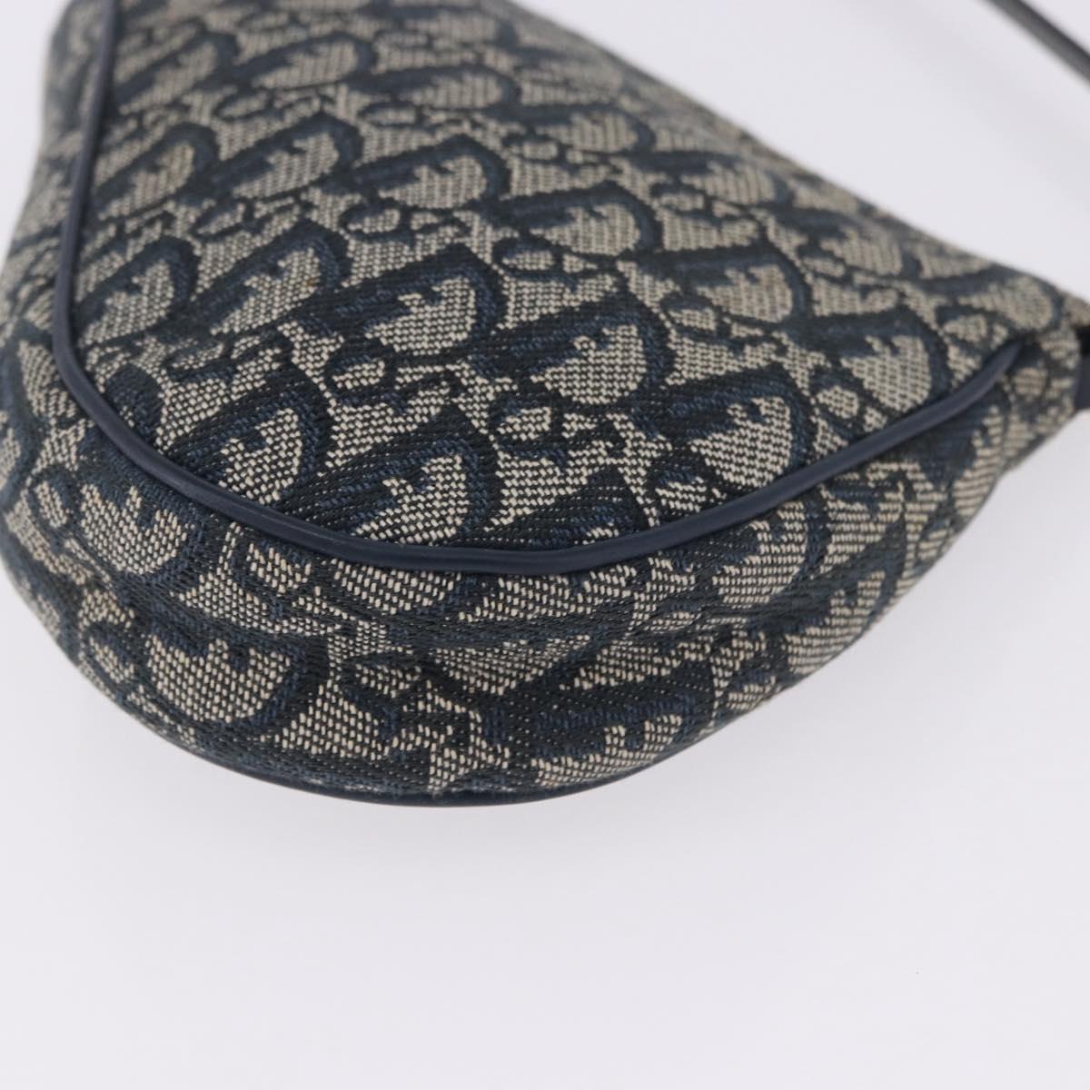 Christian Dior Trotter Canvas Saddle Accessory Pouch Navy Gold Auth 195928V