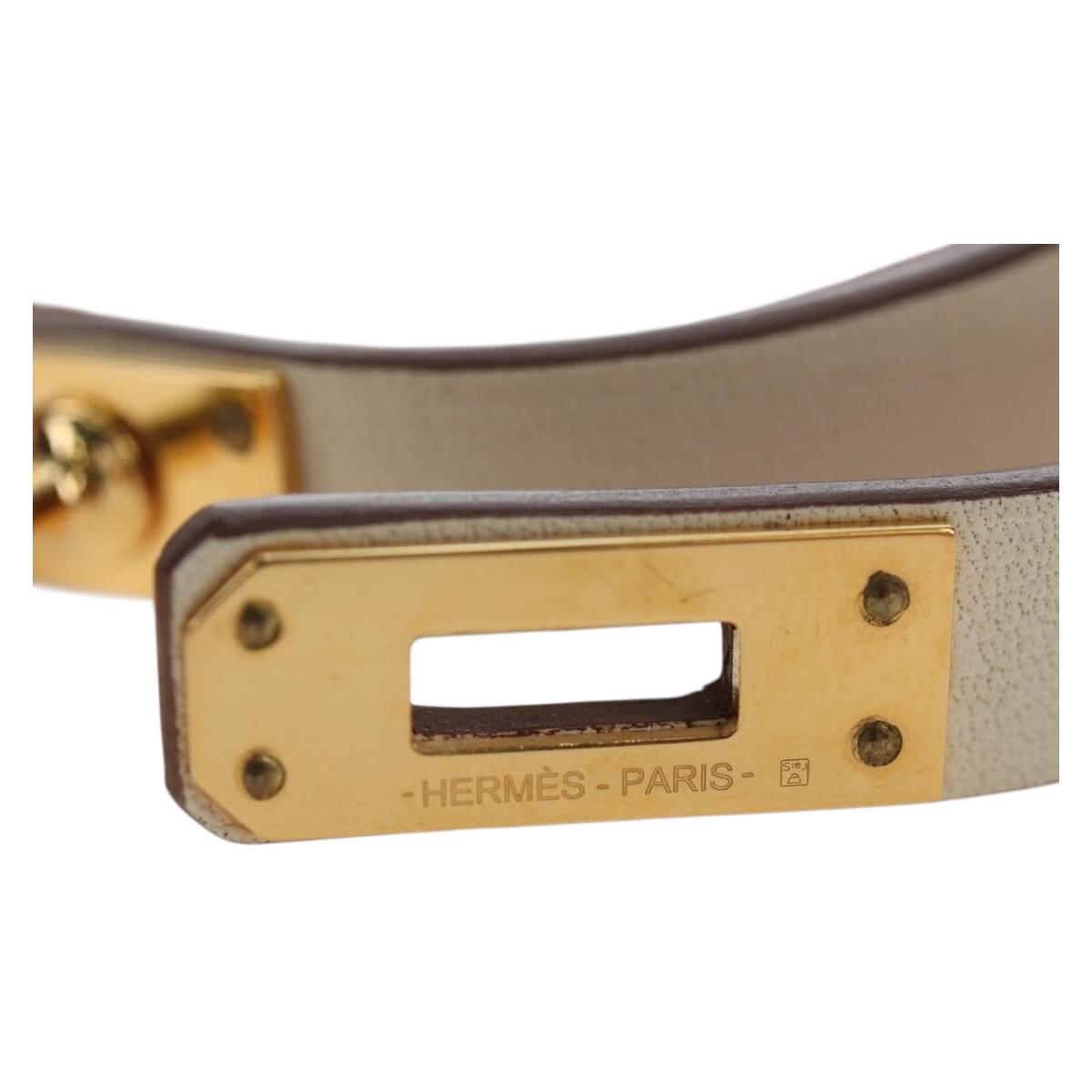 HERMES Mini Kelly Double Tour Bracelet Leather Ivory Gold Auth 195932V
