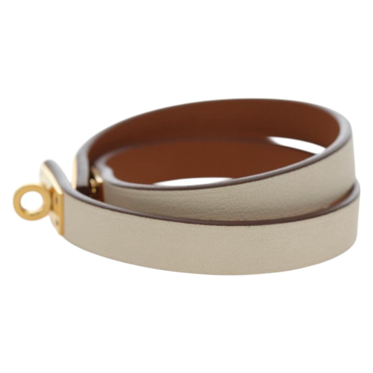 HERMES Mini Kelly Double Tour Bracelet Leather Ivory Gold Auth 195932V