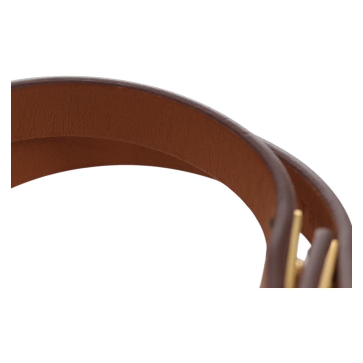 HERMES Mini Kelly Double Tour Bracelet Leather Ivory Gold Auth 195932V