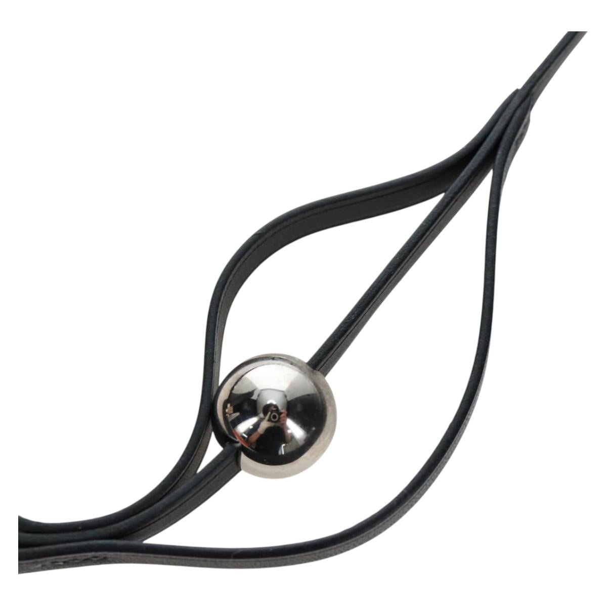HERMES Necklace Leather Black Auth 195933V