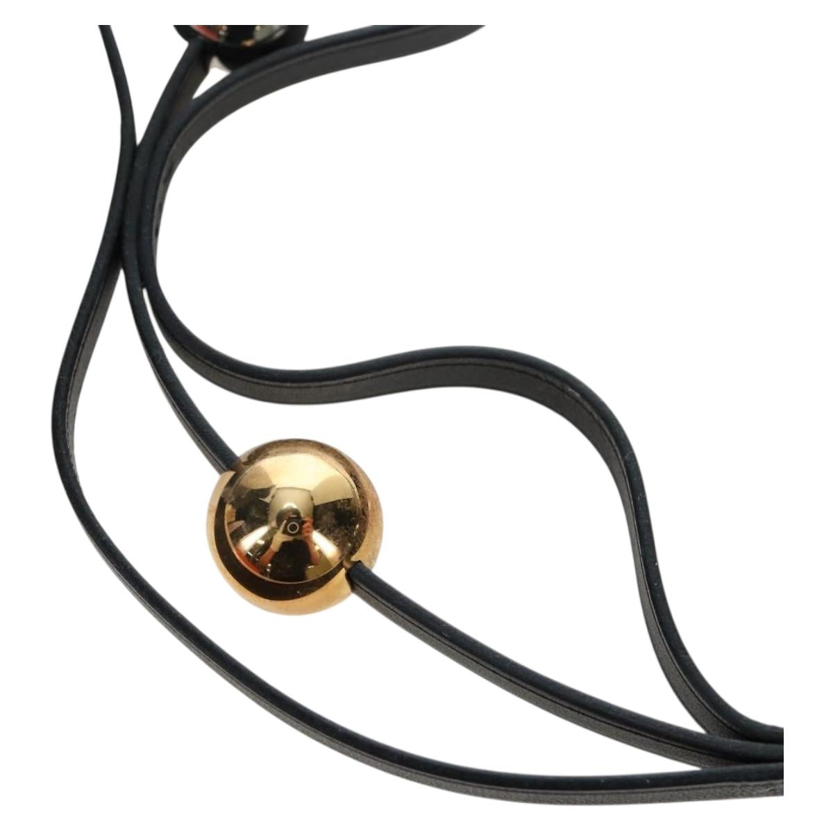 HERMES Necklace Leather Black Auth 195933V