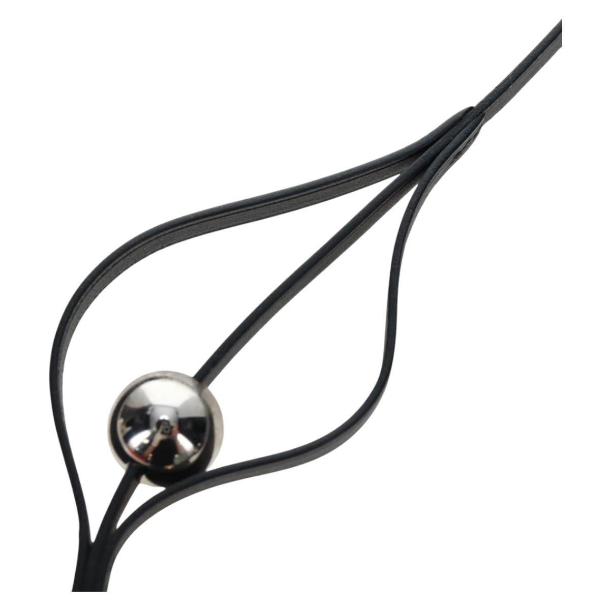 HERMES Necklace Leather Black Auth 195933V