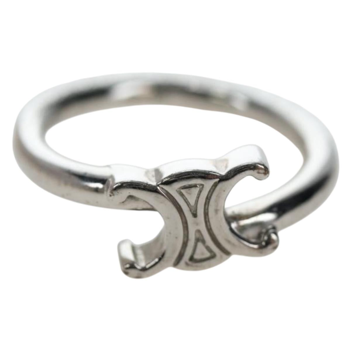 CELINE Trion Asymmetric Ring metal Silver #10(JP Size) Auth 195936M