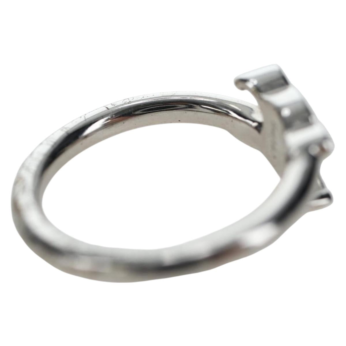 CELINE Trion Asymmetric Ring metal Silver #10(JP Size) Auth 195936M