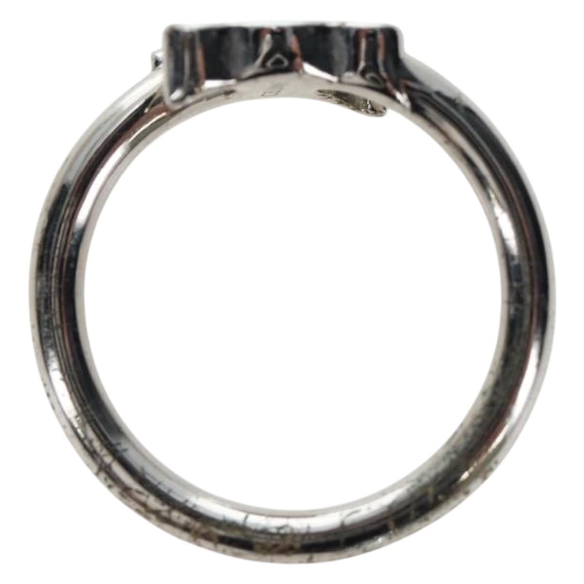 CELINE Trion Asymmetric Ring metal Silver #10(JP Size) Auth 195936M