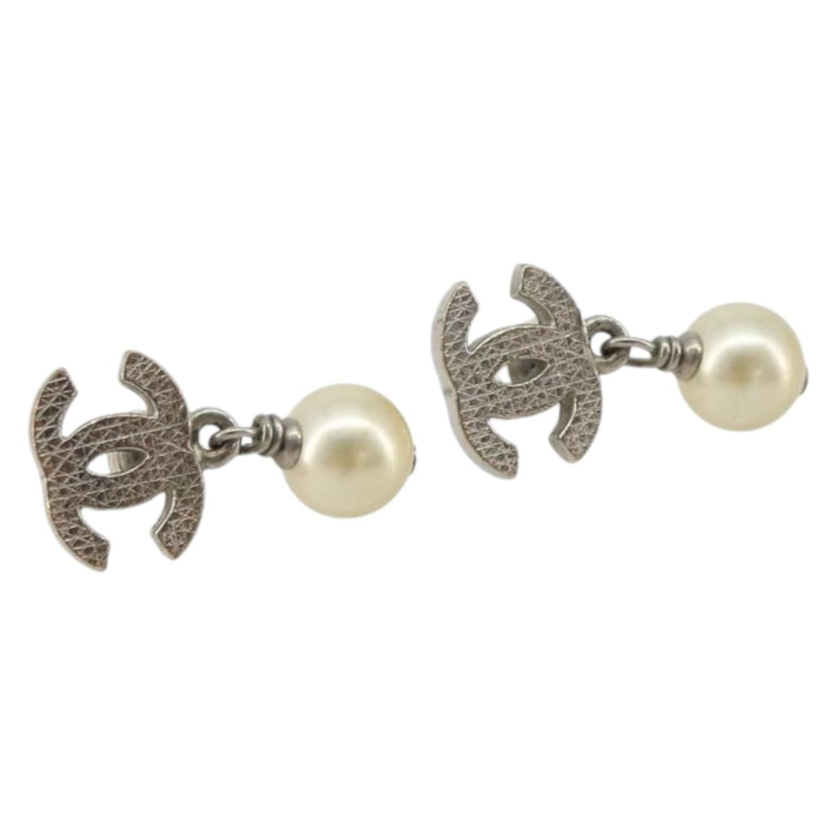 CHANEL COCO Mark Pierce metal Silver CC Auth 195942A