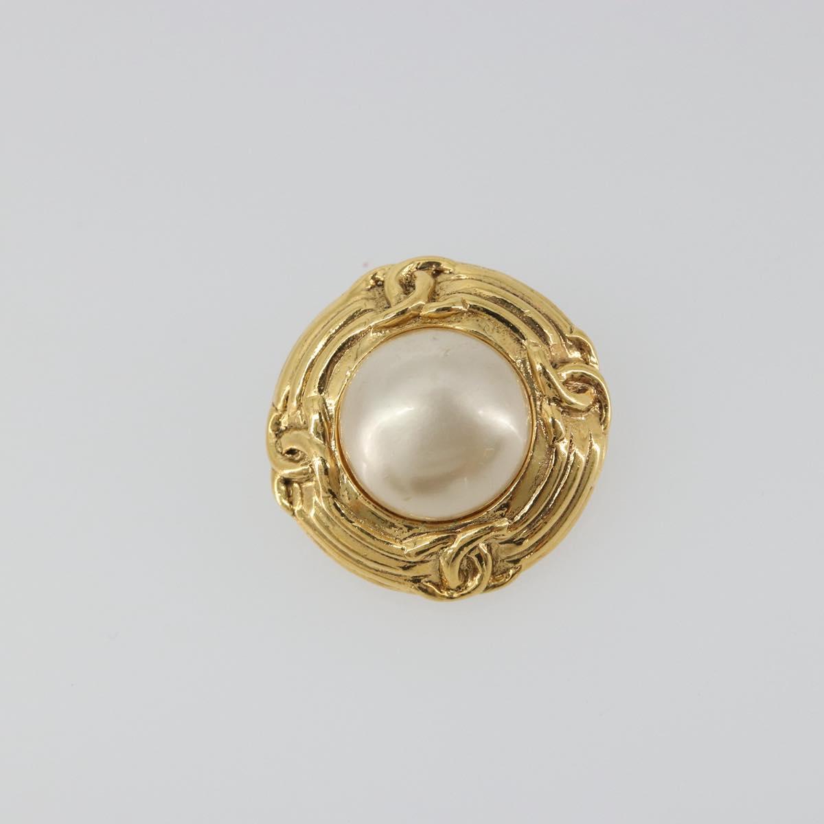 CHANEL Earring metal Gold CC Auth 195943A