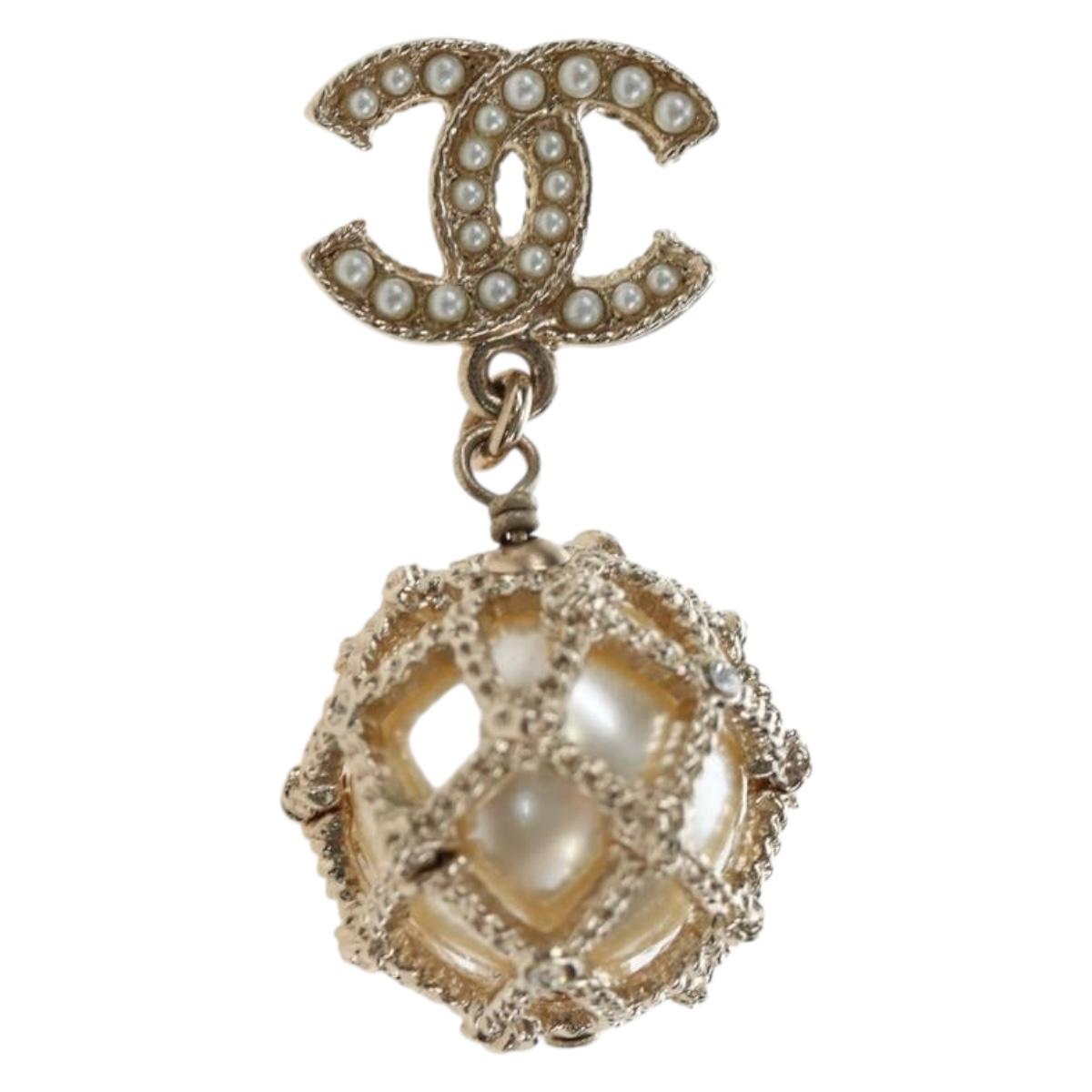 CHANEL COCO Mark Pierce metal Gold Tone CC Auth 195948M