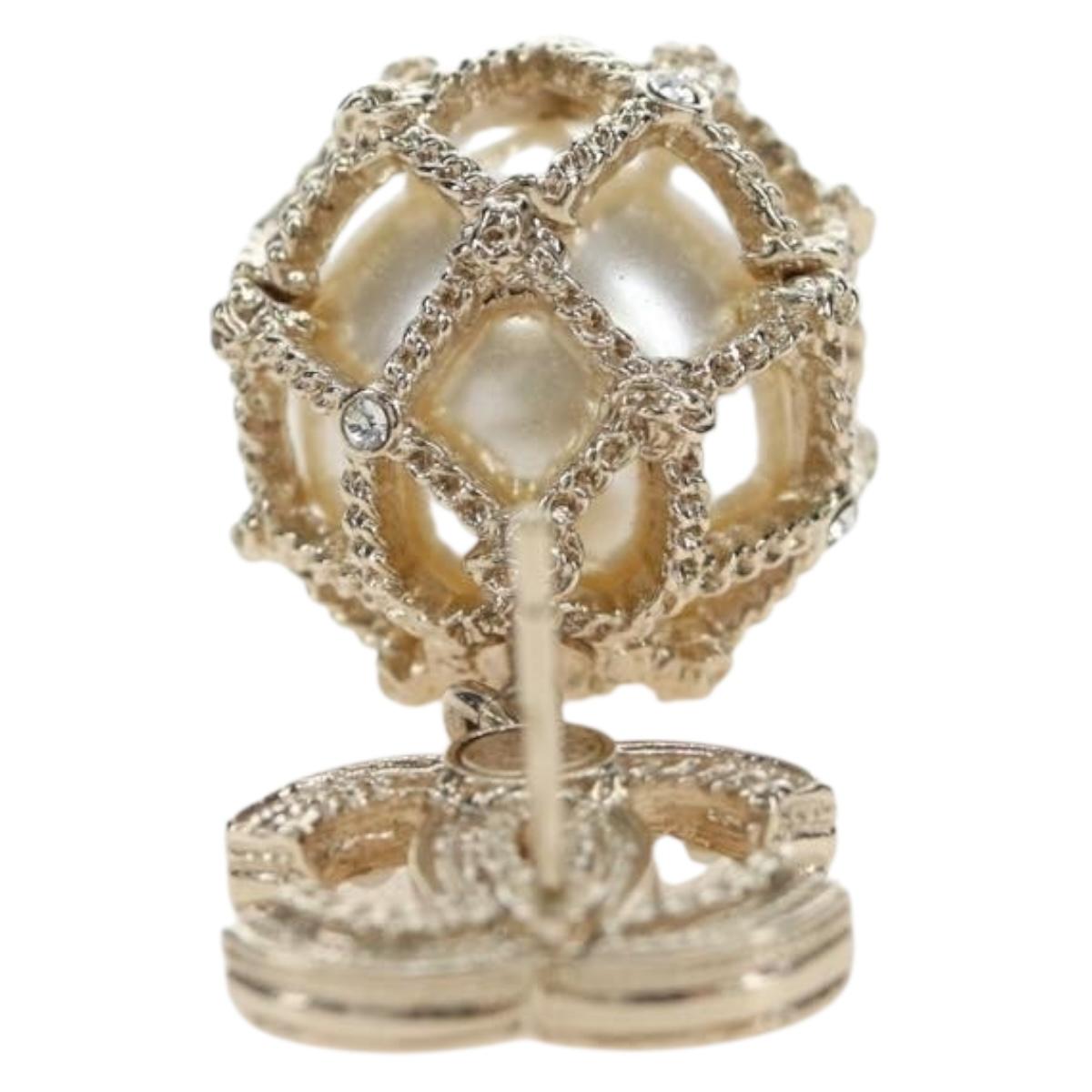 CHANEL COCO Mark Pierce metal Gold Tone CC Auth 195948M