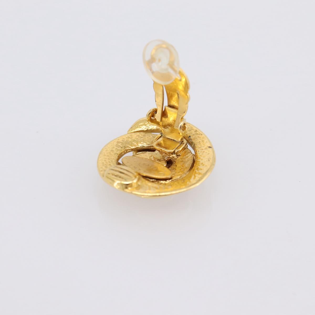 CHANEL Earring metal Gold CC Auth 195950V