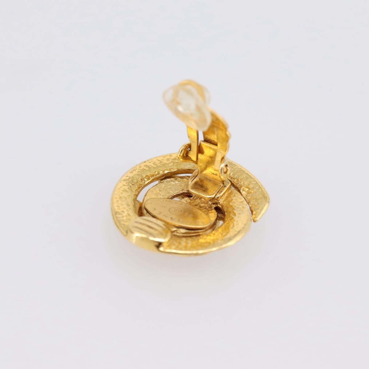 CHANEL Earring metal Gold CC Auth 195950V