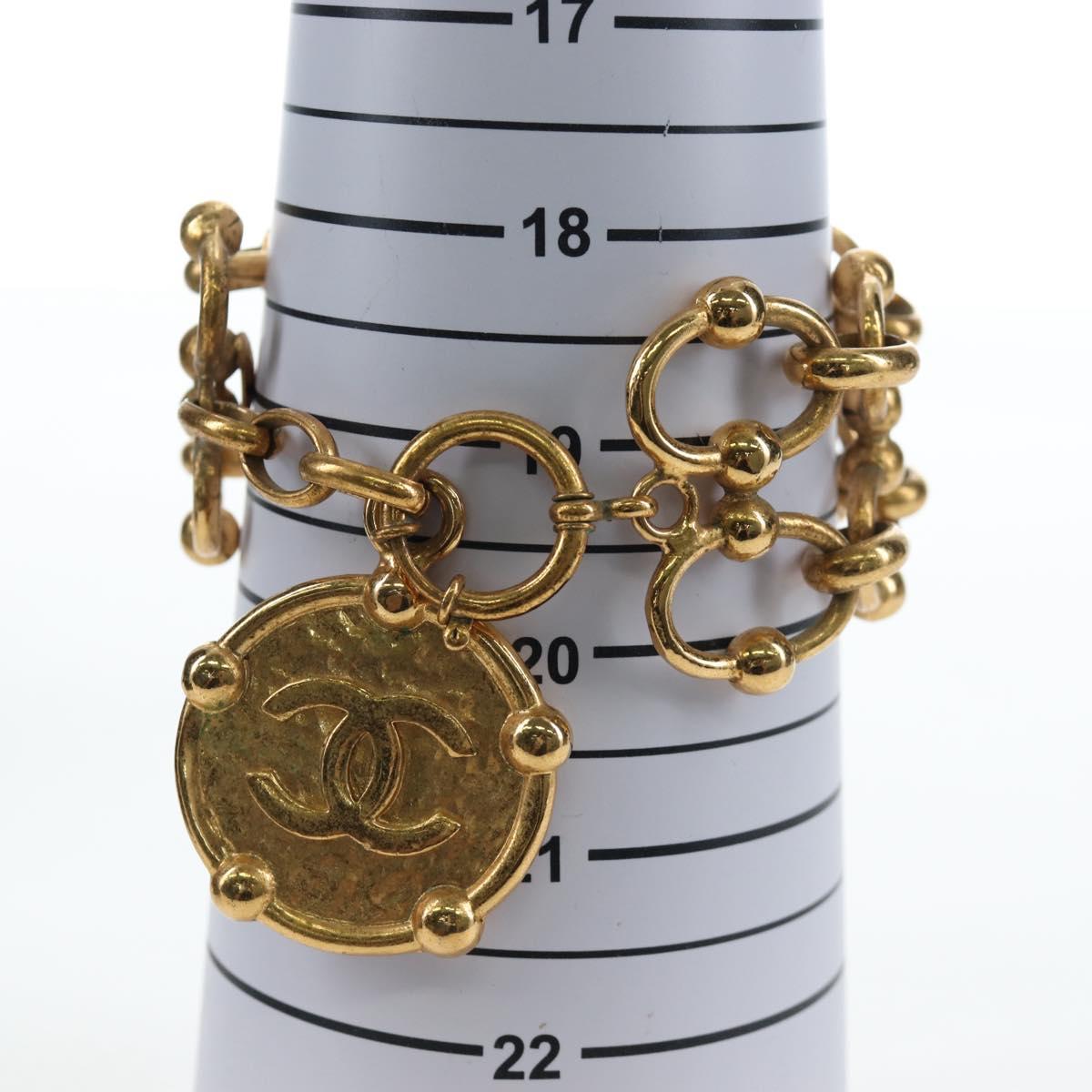 CHANEL Bracelet metal Gold Tone CC Auth 195952V
