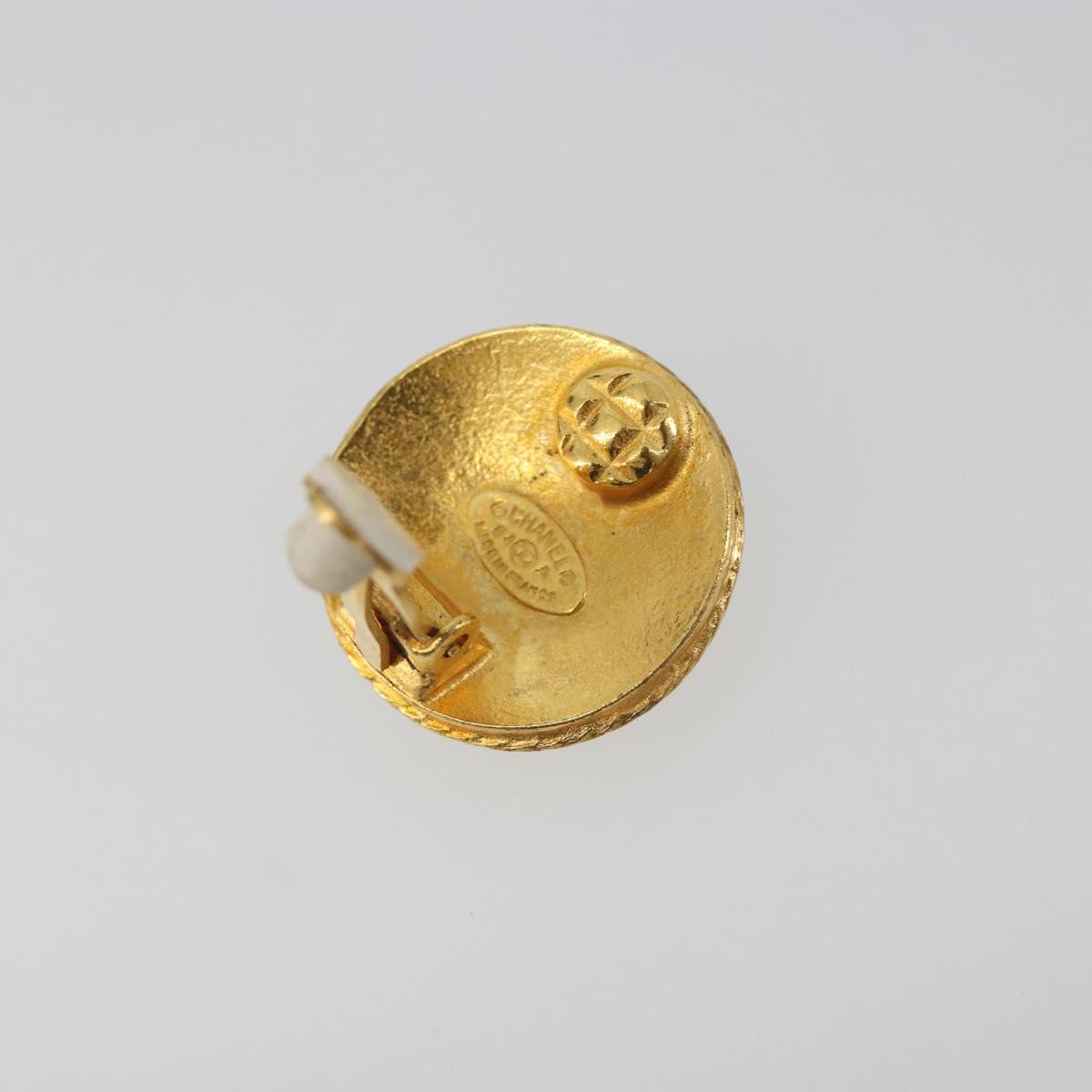 CHANEL Coco Round Earring metal Gold Tone CC Auth 195953V