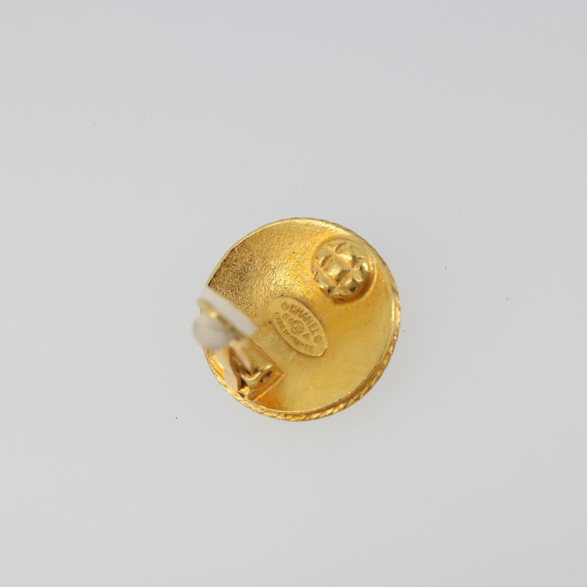 CHANEL Coco Round Earring metal Gold Tone CC Auth 195953V