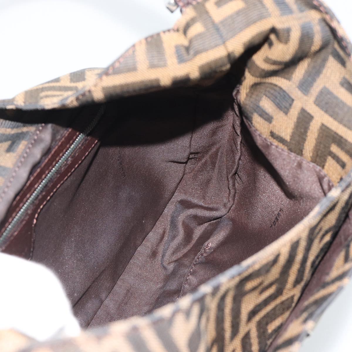 FENDI Zucca Canvas Mamma Baguette Shoulder Bag Brown Black Auth 195956V