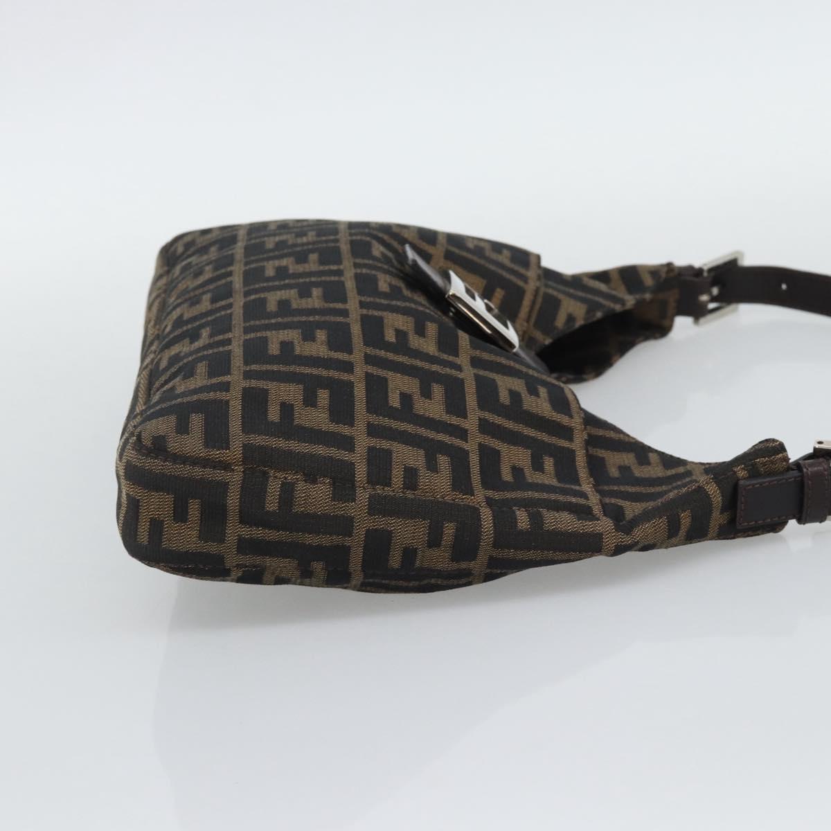 FENDI Zucca Canvas Mamma Baguette Shoulder Bag Brown Black Auth 195956V