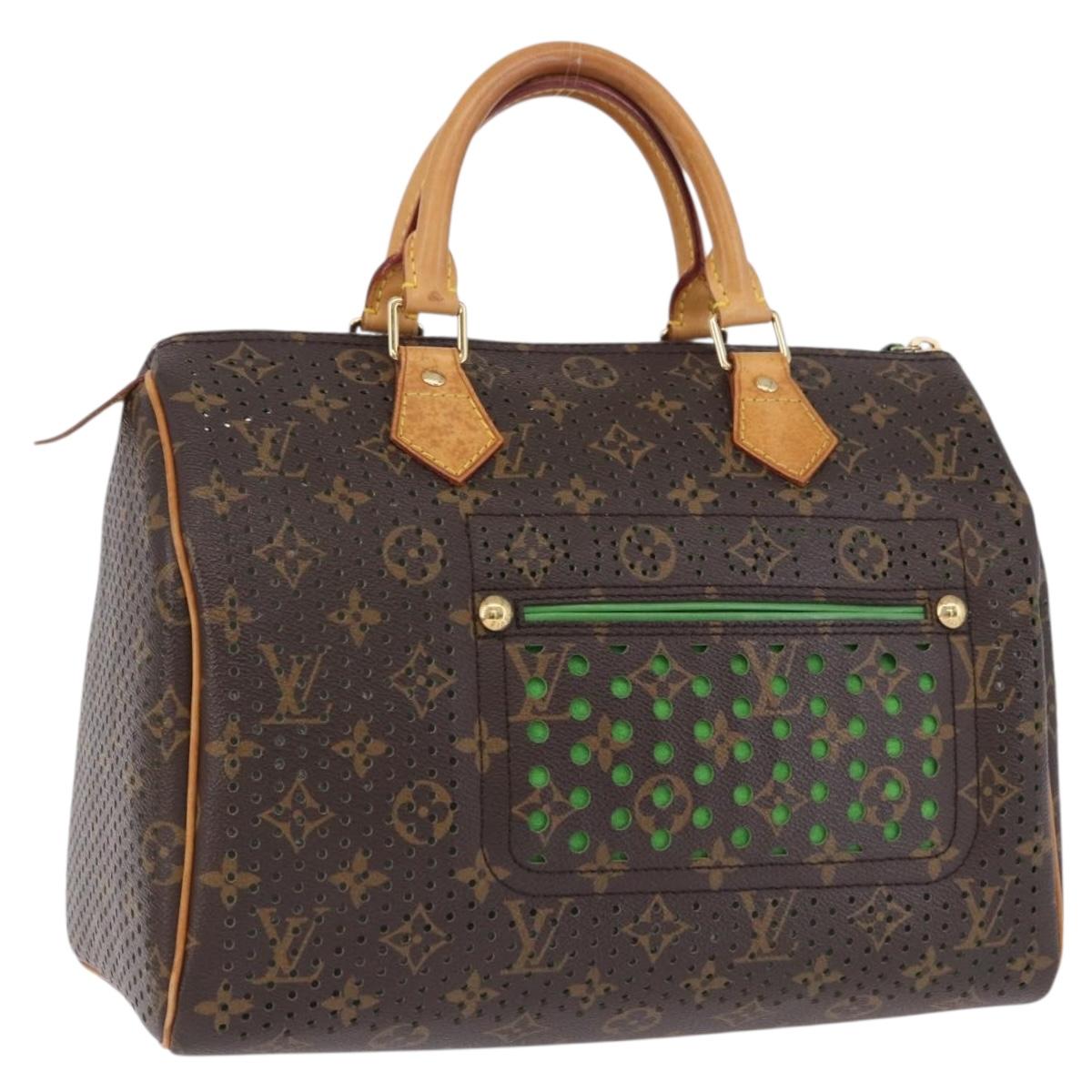 LOUIS VUITTON Monogram Perfo Speedy 30 Hand Bag Green M95181 LV Auth 195957V