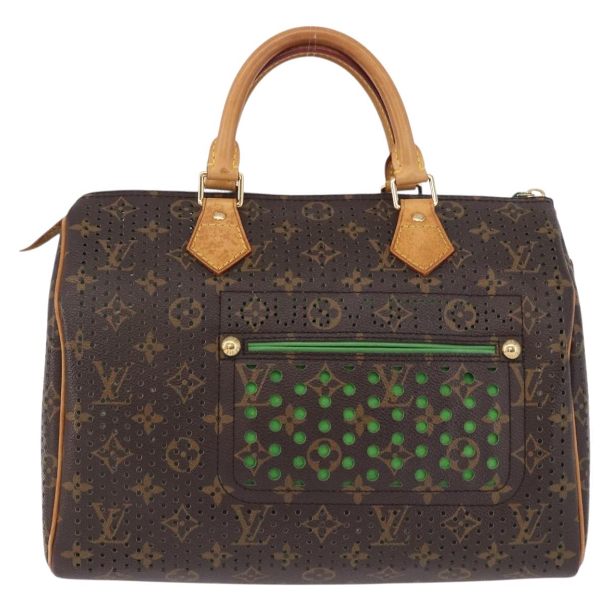LOUIS VUITTON Monogram Perfo Speedy 30 Hand Bag Green M95181 LV Auth 195957V