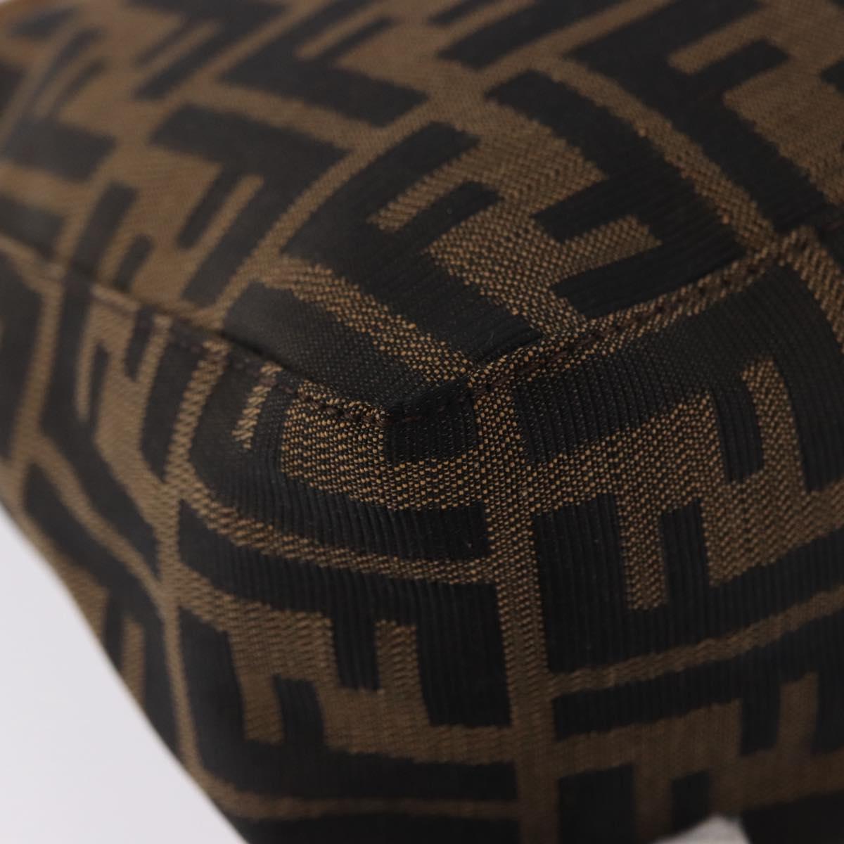 FENDI Zucca Canvas Hand Bag Black Brown Auth 195959V