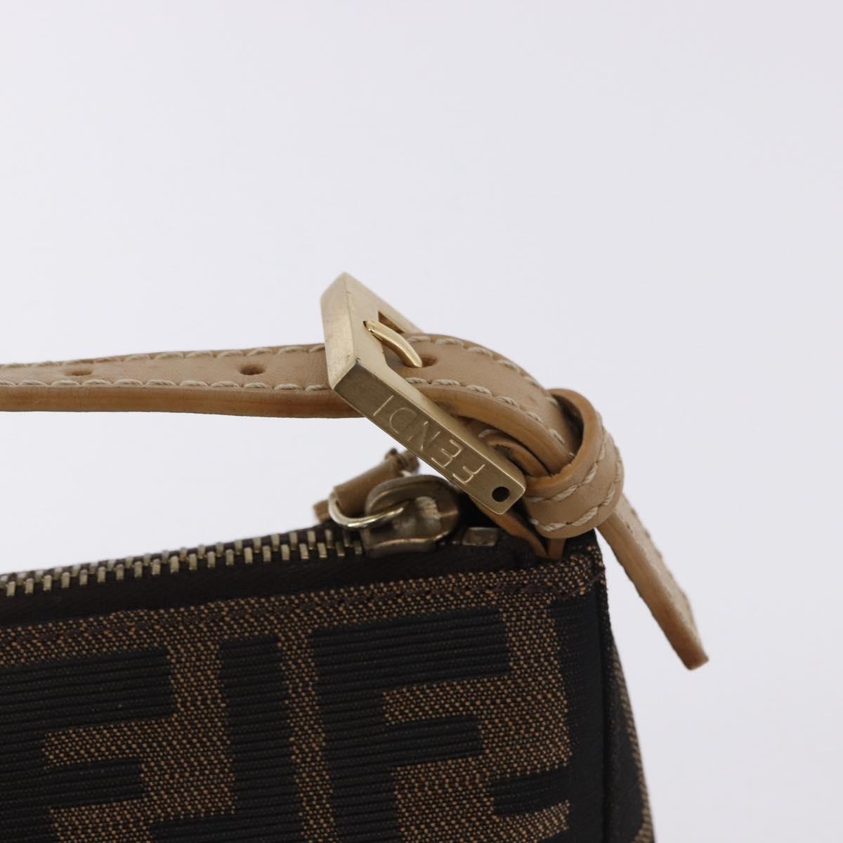 FENDI Zucca Canvas Hand Bag Black Brown Auth 195959V