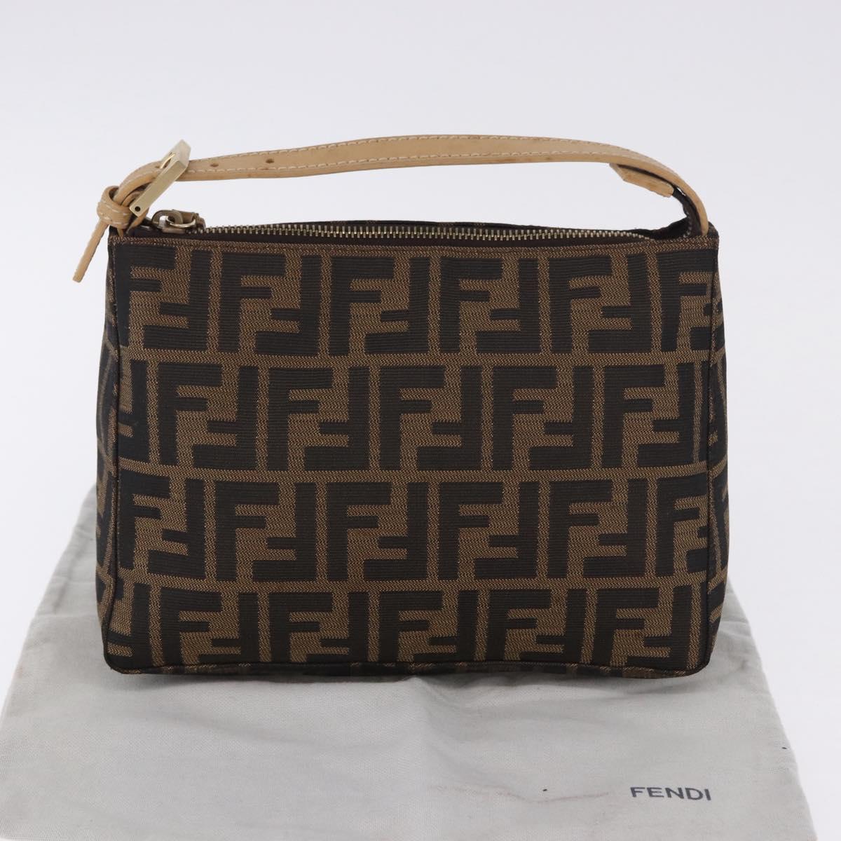 FENDI Zucca Canvas Hand Bag Black Brown Auth 195959V