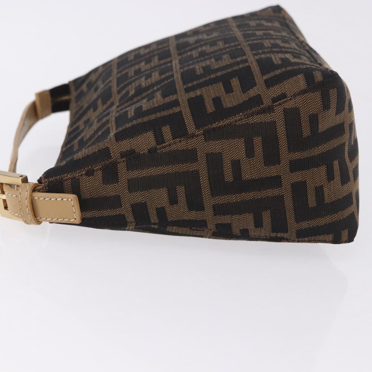 FENDI Zucca Canvas Hand Bag Black Brown Auth 195959V