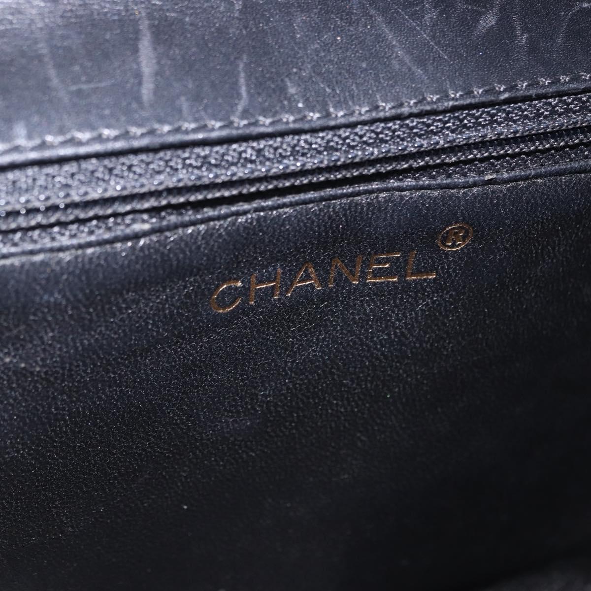 CHANEL Matelasse Chain Shoulder Bag Lamb Skin Black Silver CC Auth 195960A