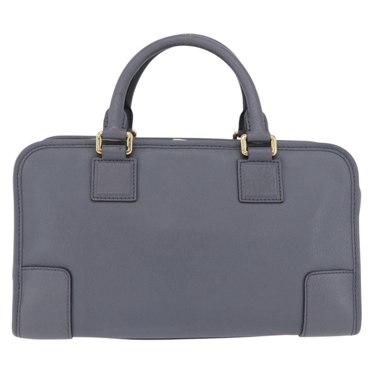 LOEWE Amazona 28 Hand Bag Leather Gray Gold Auth 195962M