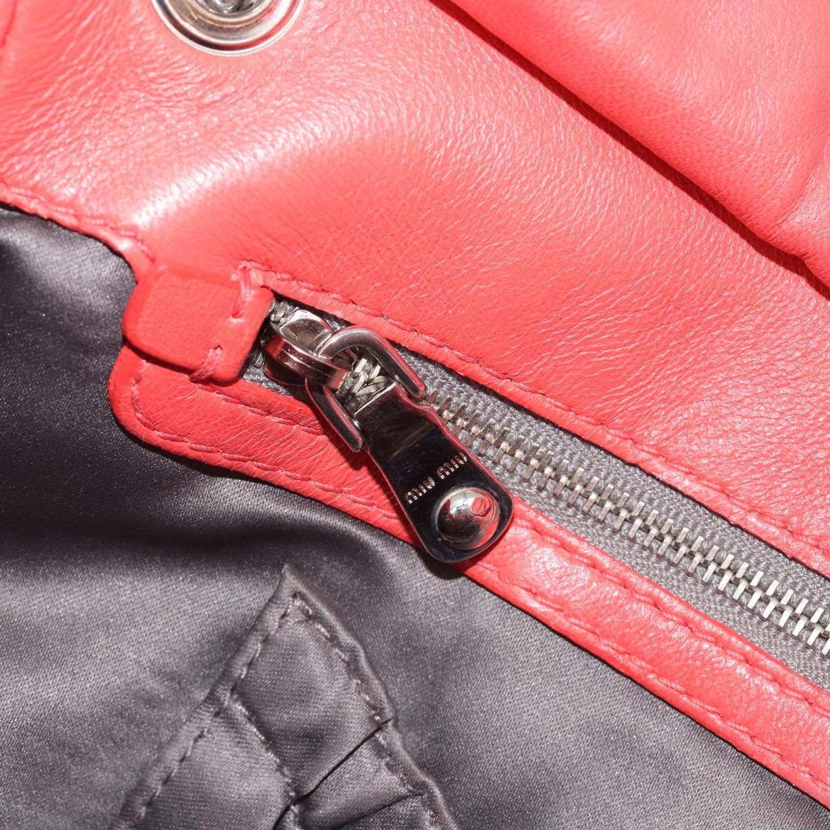 Miu Miu Matelasse Chain Shoulder Bag Leather Pink Silver Auth 195963A