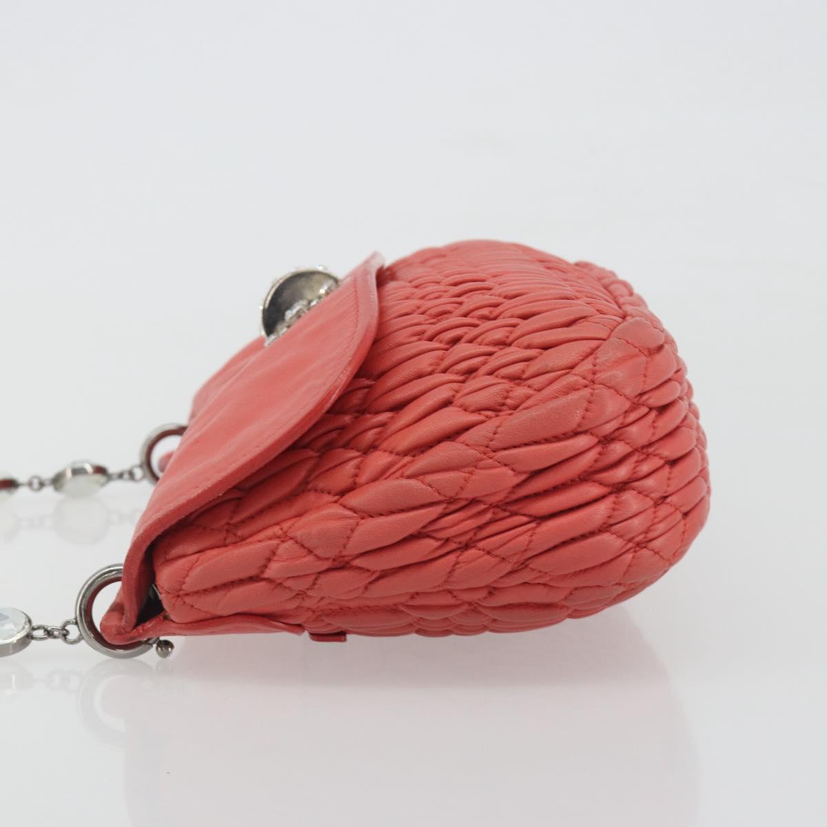 Miu Miu Matelasse Chain Shoulder Bag Leather Pink Silver Auth 195963A