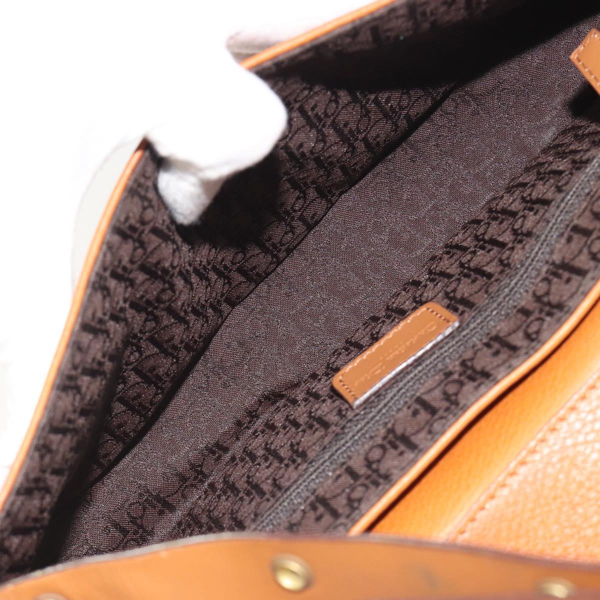 Christian Dior Street Chic Shoulder Bag Leather Brown Gold Auth 195980V