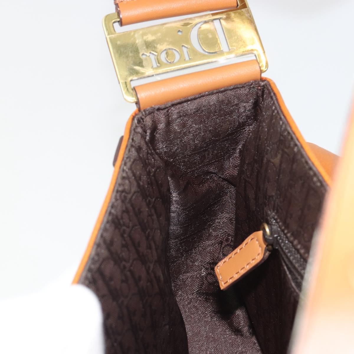 Christian Dior Street Chic Shoulder Bag Leather Brown Gold Auth 195980V