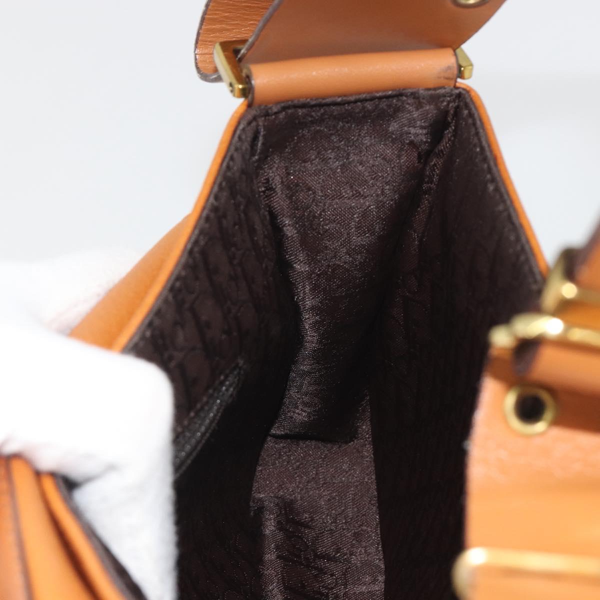 Christian Dior Street Chic Shoulder Bag Leather Brown Gold Auth 195980V