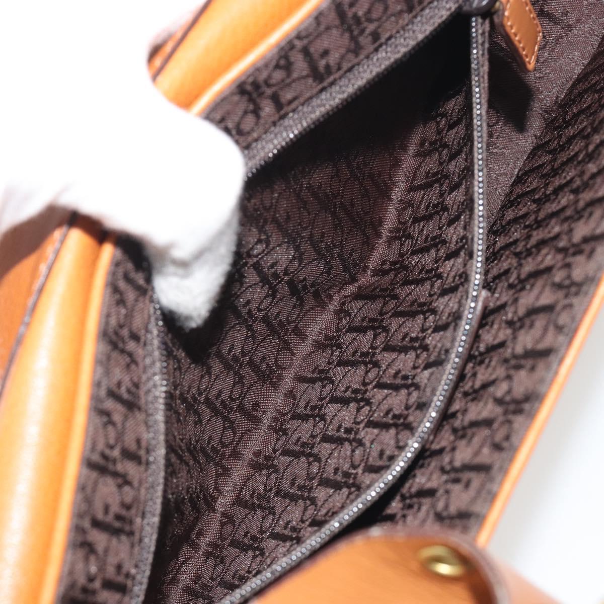 Christian Dior Street Chic Shoulder Bag Leather Brown Gold Auth 195980V