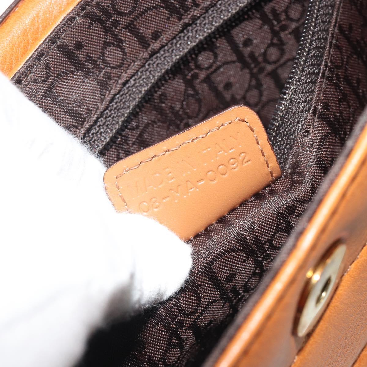 Christian Dior Street Chic Shoulder Bag Leather Brown Gold Auth 195980V