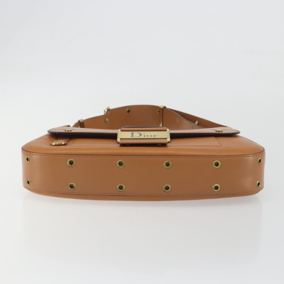 Christian Dior Street Chic Shoulder Bag Leather Brown Gold Auth 195980V