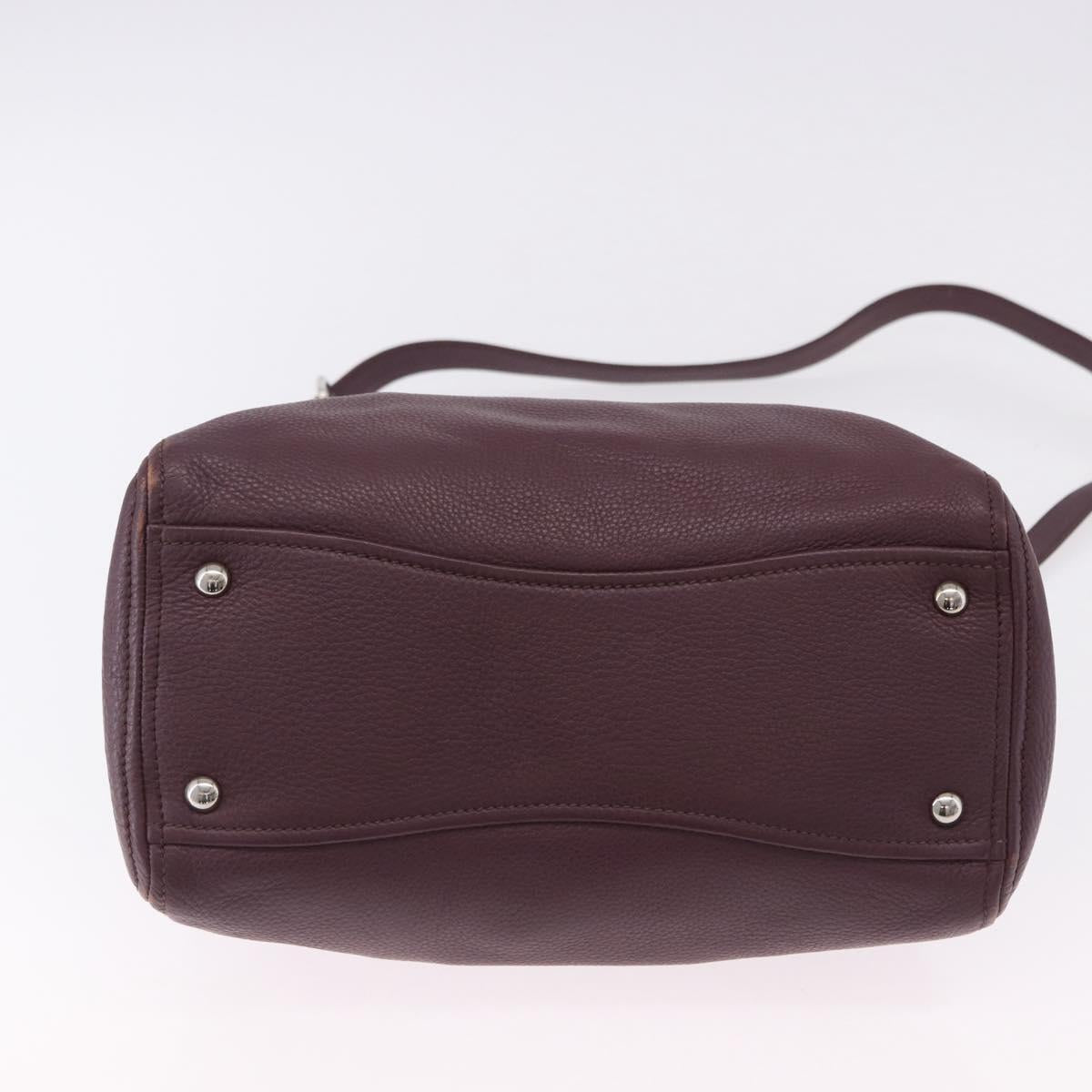 Miu Miu Hand Bag Leather 2way Bordeaux Silver Auth 195983A